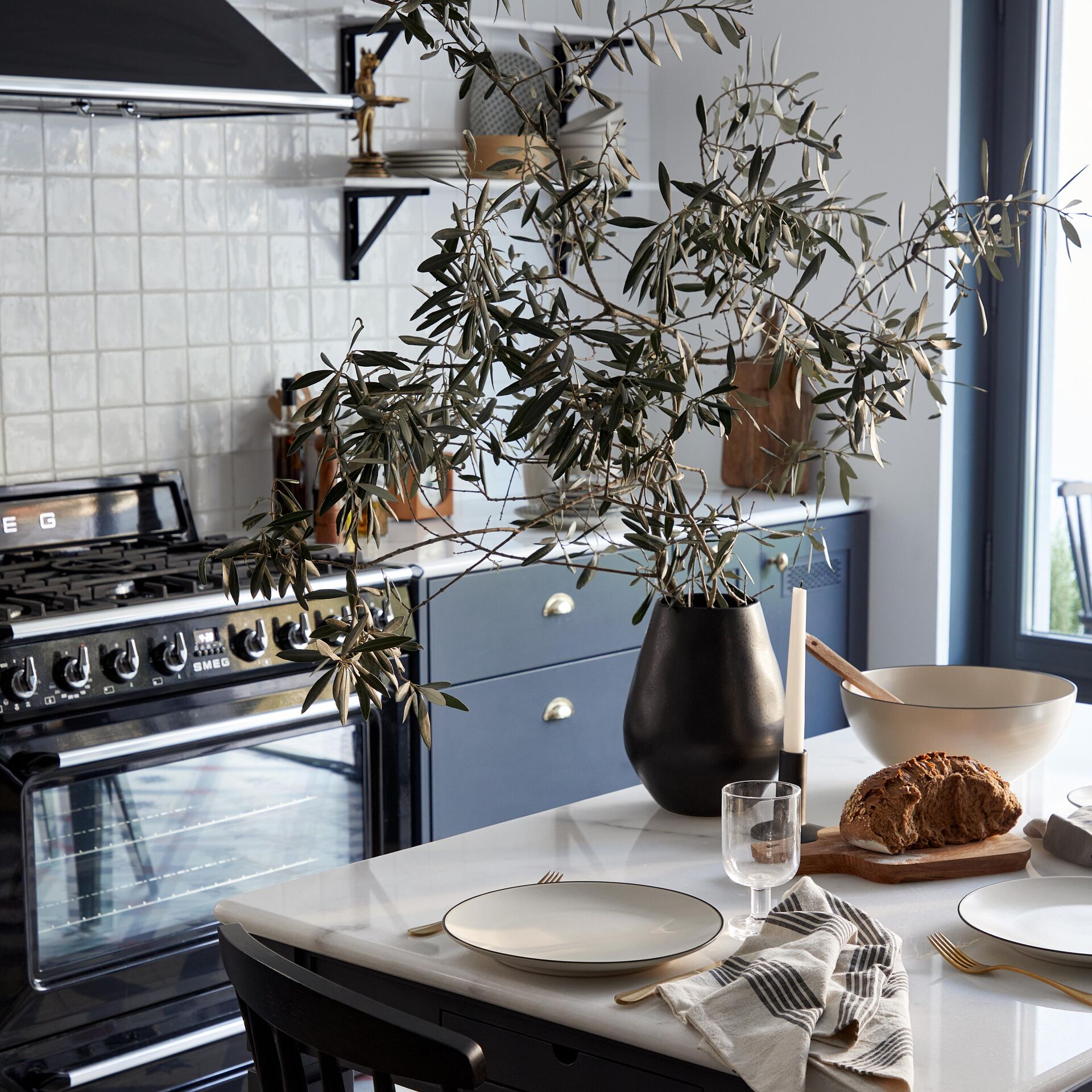 Bright neutral interior with wooden furniture
