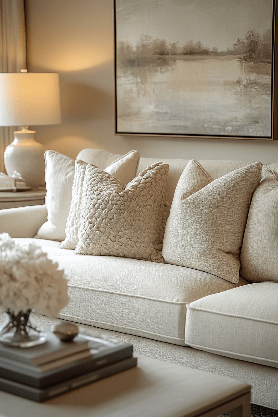 Neutral sofa with textured cushions